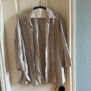 Zara Tan Button Down Shirt Top